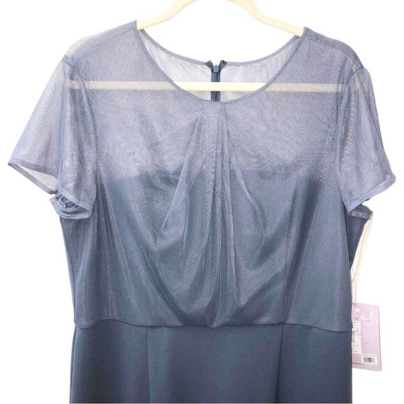 JS Collections Slate Blue Short Sleeve Illusion Cocktail Dress 16 NWT - Picture 5 of 12